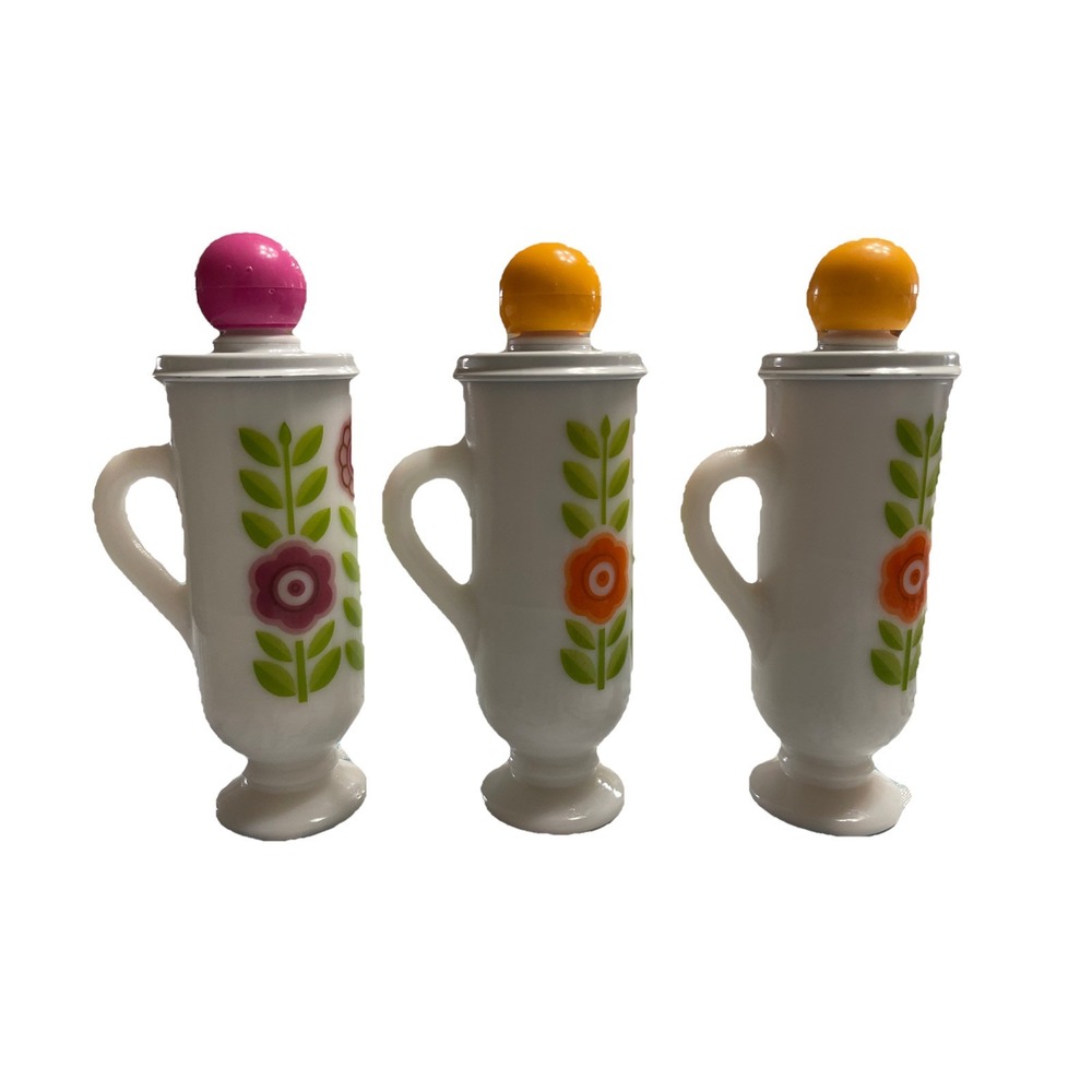 Vintage 3 1970's Avon Dutch‎ Treat Demi-Cup Frosted Glass Collection.